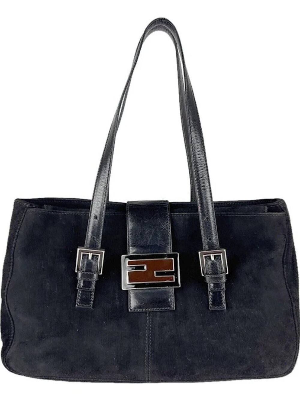 FENDI Handbag Black Suede/Leather